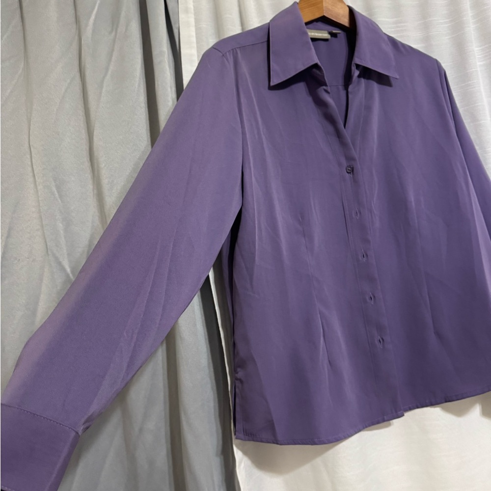 Purple Button-Up Blouse - Picture 2 of 11
